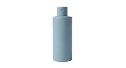Simple light blue cylindrical bottle with cap on black background