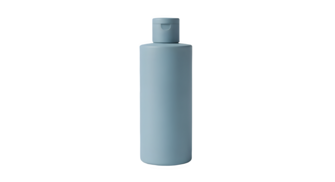 Simple light blue cylindrical bottle with cap on black background