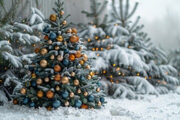 Christmas tree decorated with colorful toys and glowing festive lights creating bright cheerful holiday atmosphere warm seasonal indoor celebration scene