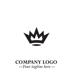 Obraz premium Elegant Black Crown Logo Symbol on a Clean White Background for Premium Branding Design