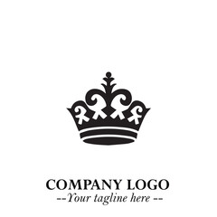 Elegant Black Crown Logo Symbol on a Clean White Background for Premium Branding Design