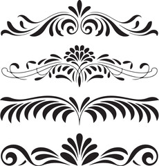 Elegant Decorative Dividers Black Vector Flourishes Design Elements for Invitations.