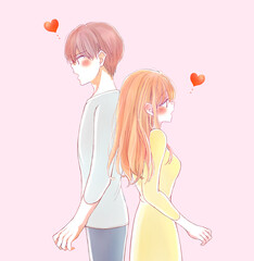 背中合わせの男女　恋愛