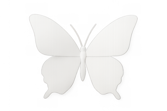 White butterfly creating a minimalist paper cutout or sticker effect on a clean background, symbolizing freedom and transformation