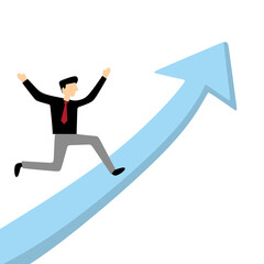 Businessman Running on Arrow for Career Growth Illustration