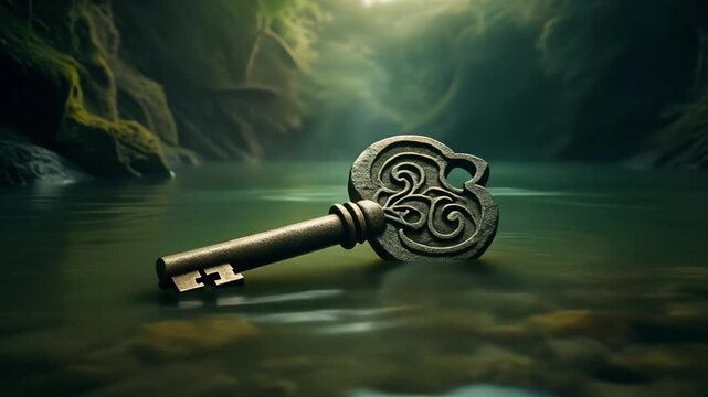 Lost Legacy An Antique Key Resting in the Depths of a Shallow River