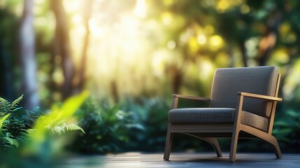 Cozy Wicker Chair in a Sunlit Outdoor Garden Setting, perfect for relaxation and enjoyment amidst nature.