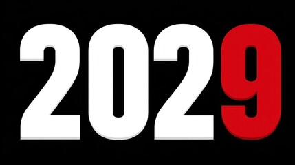The year 2029 in bold white and red numbers on a black background, symbolizing future and time.