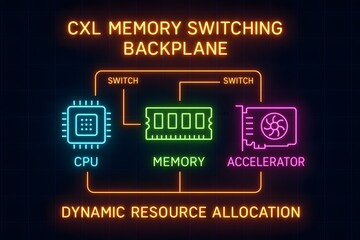 Fototapeta premium Dynamic Resource Allocation Infographic with Flexible Distribution for Cloud Computing Systems 