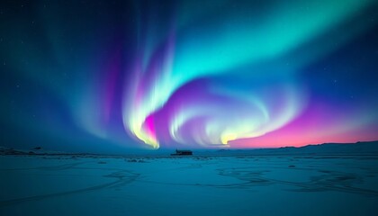 Dramatic Aurora Sky Above Remote Arctic Cabin