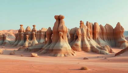 Otherworldly Sandstone Hoodoo Towers in Desert