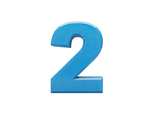 Bold Blue Number Two Character 3D Render Isolated On Black Background