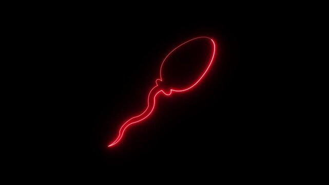 Glowing neon sperm icon isolated on black background. Single sperm icon. Sperm icon glowing Neon sign , Animated Illustration of Sperm.