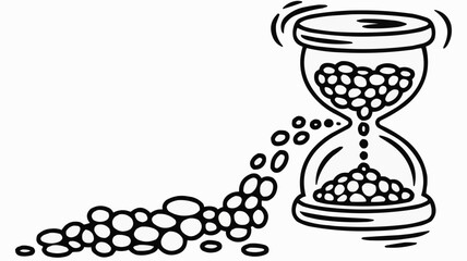 Cracked ceramic hourglass with unevenly falling sand grains shaped like neurons