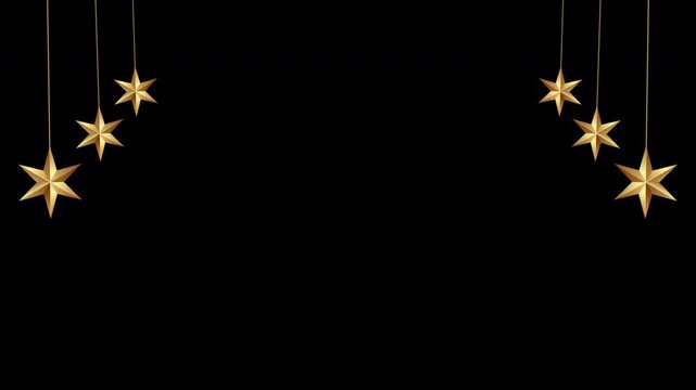 christmas Golden star hanging design element Ornament Animation with alpha channel
