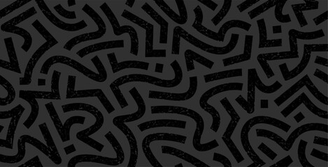 Seamless abstract pattern with grunge bold lines. Modern black vector background for fabric, wallpaper, and urban design.