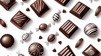 chocolate candies isolated on a white background