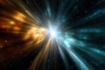 Colorful burst of light and energy radiating in deep space