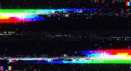 Abstract digital glitch art background with colorful vibrant static noise effect