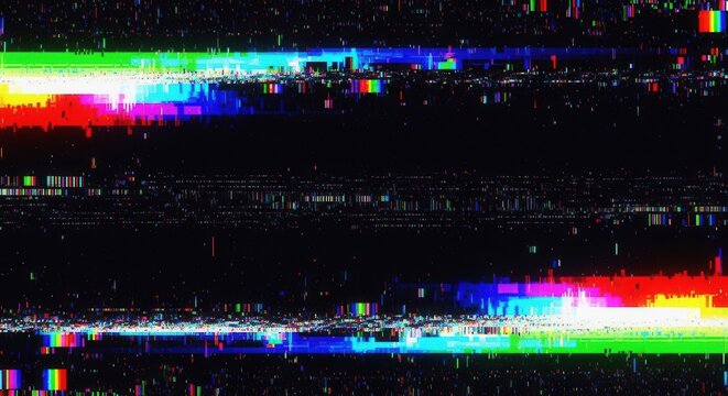 Abstract digital glitch art background with colorful vibrant static noise effect