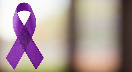 Purple ribbon symbolizes Epilepsy Awareness Month to support neurological conditions. Epilepsy Awareness Month highlights important health awareness, demonstrating care and solidarity.
