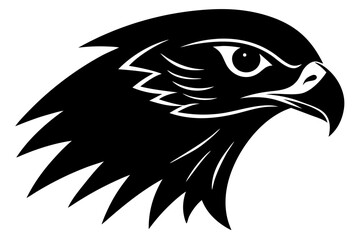 Falcon head black icon, hawk head silhouette art
