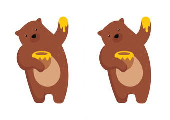Cute bear isolated on white background. Vector illustration of a brown bear.
