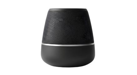 Modern black portable bluetooth speaker with textured grill