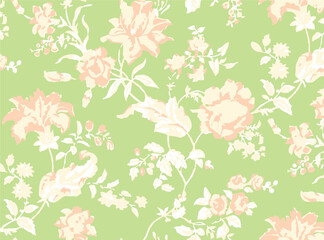 Big flower,Seamless watercolor floral pattern, flowers elements, green leaves branches on dark black background; for wrappers, wallpapers, postcards, greeting 