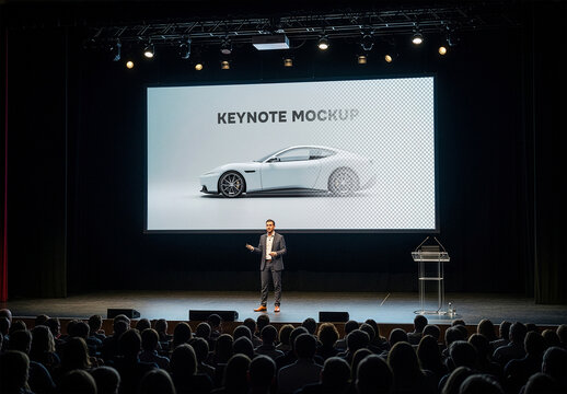 Keynote event presentation large screen mockup