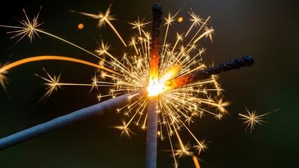 Sparkling Delight - A Captivating Close-Up of a Lit Sparkler.
