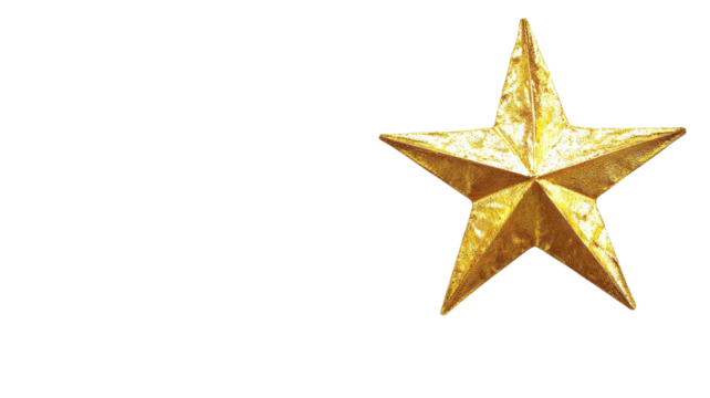 Golden star decoration adds sparkle to festive gatherings during holiday celebrations in homes or events.
