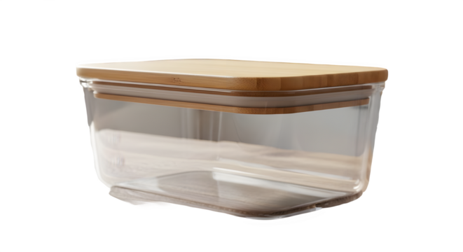Modern clear food storage container with bamboo lid