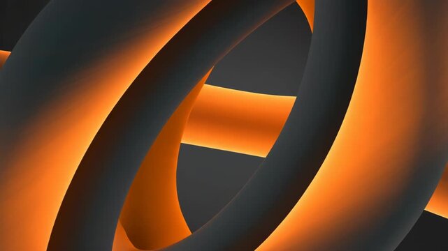 Abstract Geometric Forms with Interlocking Gray Rings and Luminous Orange Accents Modern Style