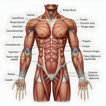 Human Muscle Anatomy Diagram Detailed Illustration