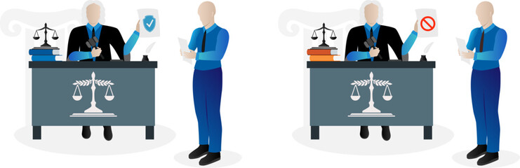 Judge makes a court decision.  Law and justice concept.