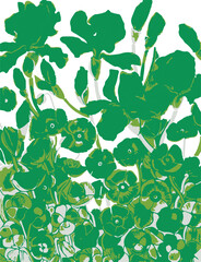 Big flower,Seamless watercolor floral pattern, flowers elements, green leaves branches on dark black background; for wrappers, wallpapers, postcards, greeting 