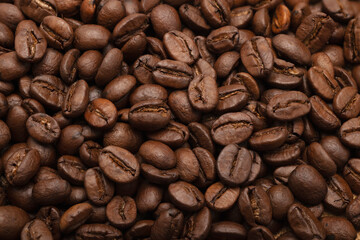 Coffee beans close-up , Can be used as a background , Roasted coffee beans background