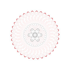Intricate Red Gray White Mandala With Detailed Petals Isolated circular geometric