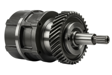 Heavy-duty industrial gear shaft and clutch assembly isolated with transparent background isolated on a transparent background