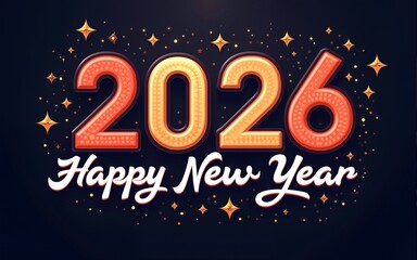 Fototapeta premium 2026 Happy New Year logo text design vector trendy. Premium Vector. High quality
