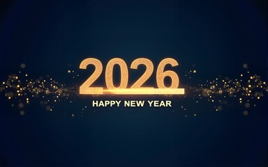 2026 Happy New Year Background. Loading bar with flowing golden dots particles on dark blue background . Vector Illustration for New Year 2026greeting card, banner, poster, flyer festive design.