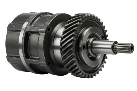 Heavy-duty industrial gear shaft and clutch assembly isolated with transparent background isolated on a transparent background