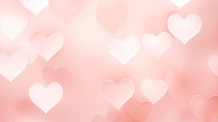 Dreamy pink background with abstract floating hearts and soft bokeh effect. Ideal for romance, Valentine's Day, wedding, or sweet love-themed designs.