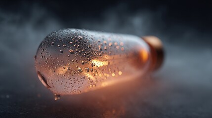 Glowing light bulb covered in refreshing water droplets