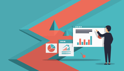 Business presentation and growth guiding data analysis and financial success