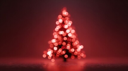 Festive christmas tree made of red bokeh lights
