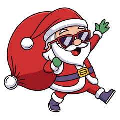 Funny Dancing Santa Christmas Character Design