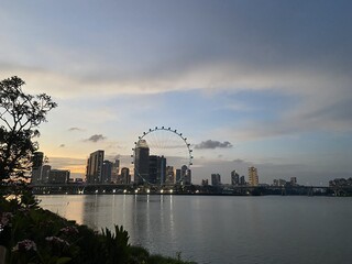 Fototapeta premium Singapore Skyscrapers and Cityscape from High Altitude