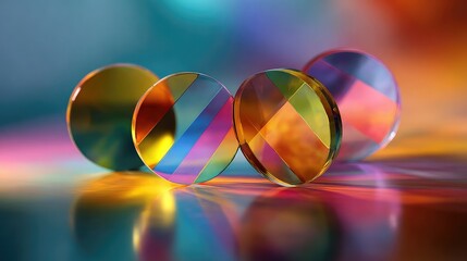 Stunning abstract design element with vibrant colors and dynamic reflections, perfect for modern backgrounds and innovative presentations, creating a visually striking impact